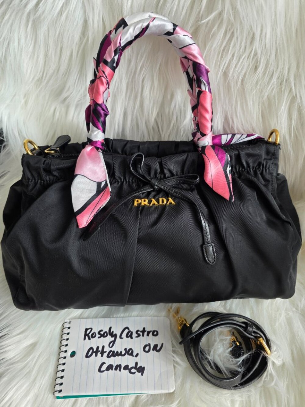 Authenticated Prada Tessuto Bow Two Way Bag - Picture 3 of 17